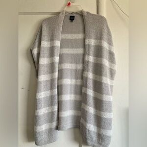 Saks Fifth Avenue Gray and White Striped Cardigan